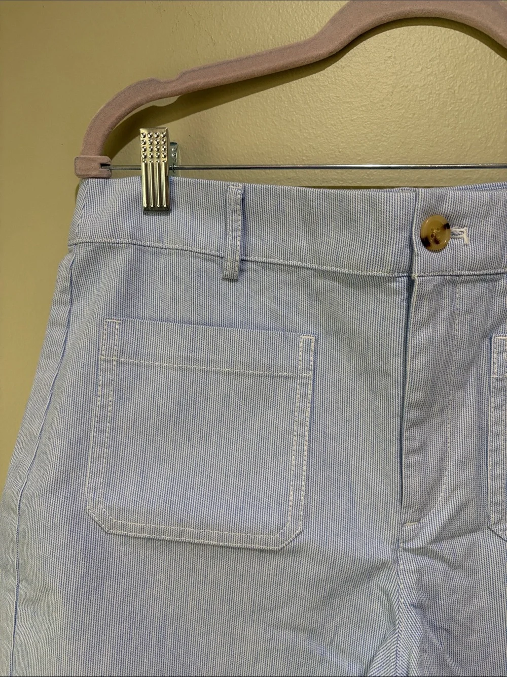 🔥J. Crew Factory Light Blue striped  Women's Patch Pocket Shorts